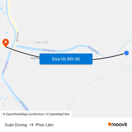 Xuân Dương to Phúc Lâm map