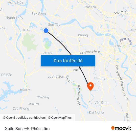 Xuân Sơn to Phúc Lâm map