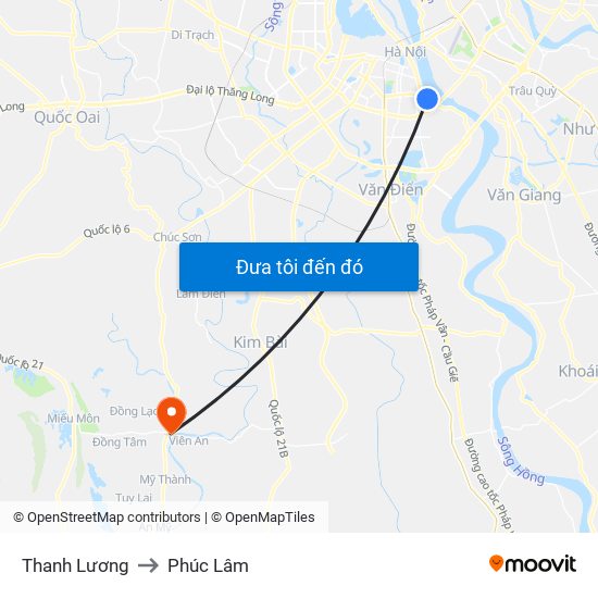 Thanh Lương to Phúc Lâm map