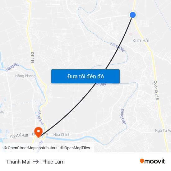 Thanh Mai to Phúc Lâm map