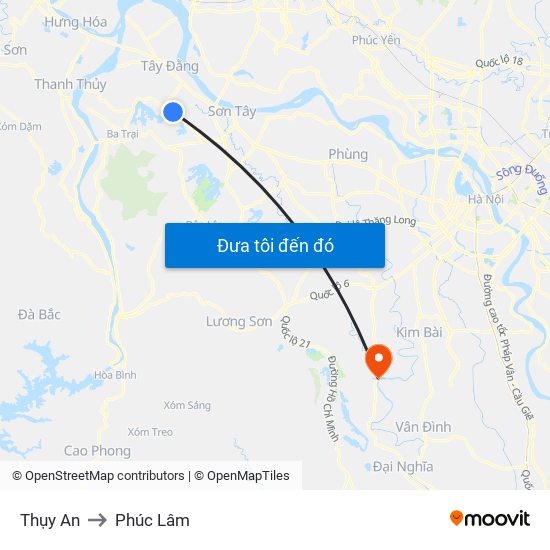 Thụy An to Phúc Lâm map