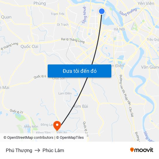 Phú Thượng to Phúc Lâm map