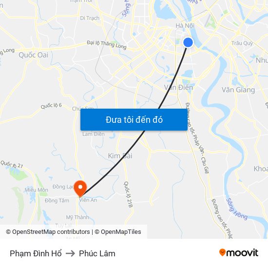 Phạm Đình Hổ to Phúc Lâm map