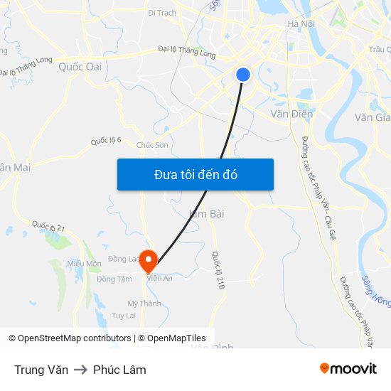 Trung Văn to Phúc Lâm map