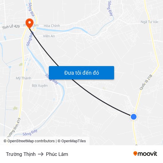 Trường Thịnh to Phúc Lâm map