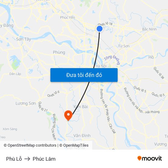 Phù Lỗ to Phúc Lâm map