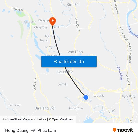 Hồng Quang to Phúc Lâm map