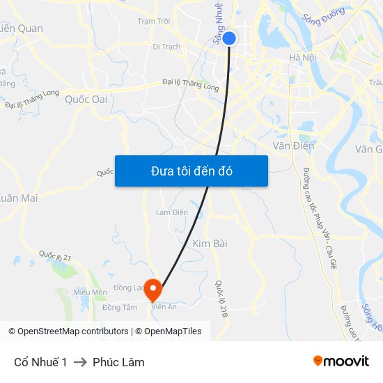 Cổ Nhuế 1 to Phúc Lâm map