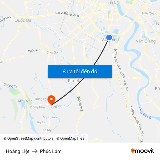 Hoàng Liệt to Phúc Lâm map