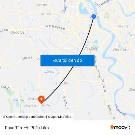 Phúc Tân to Phúc Lâm map