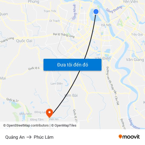 Quảng An to Phúc Lâm map