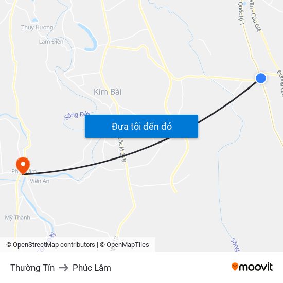 Thường Tín to Phúc Lâm map