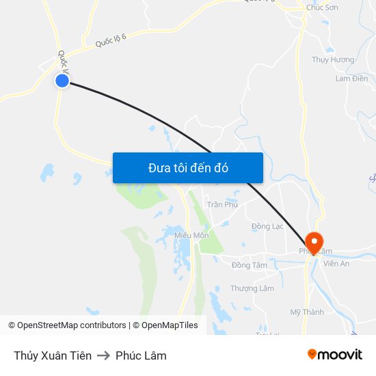 Thủy Xuân Tiên to Phúc Lâm map