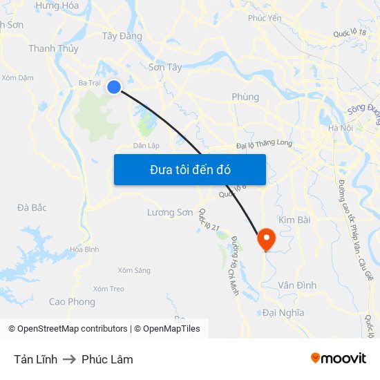 Tản Lĩnh to Phúc Lâm map