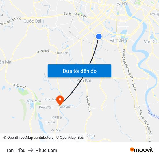 Tân Triều to Phúc Lâm map