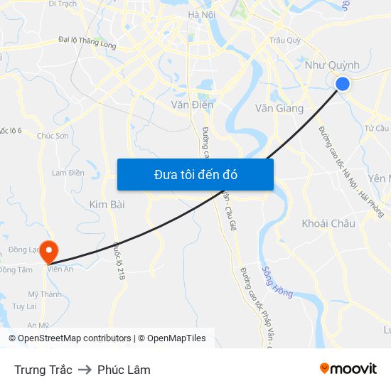 Trưng Trắc to Phúc Lâm map