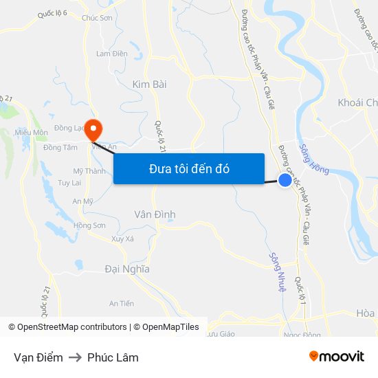 Vạn Điểm to Phúc Lâm map