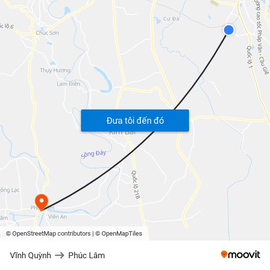 Vĩnh Quỳnh to Phúc Lâm map