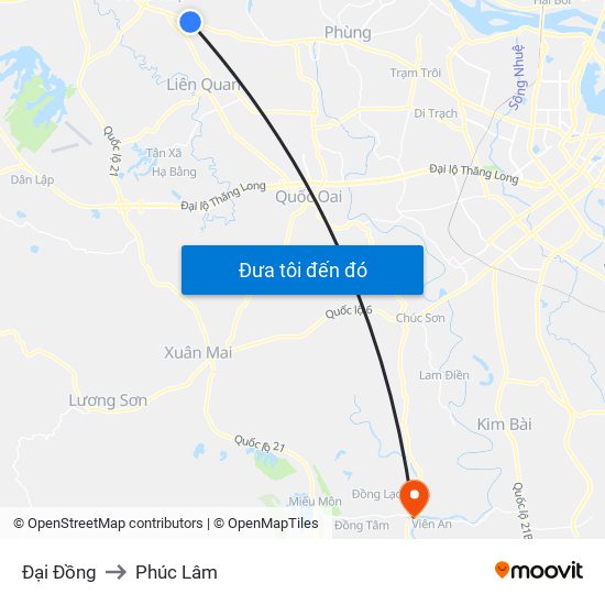 Đại Đồng to Phúc Lâm map