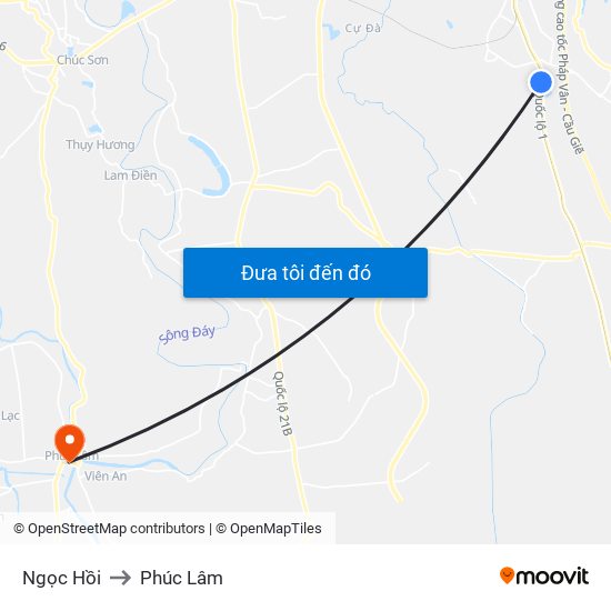 Ngọc Hồi to Phúc Lâm map