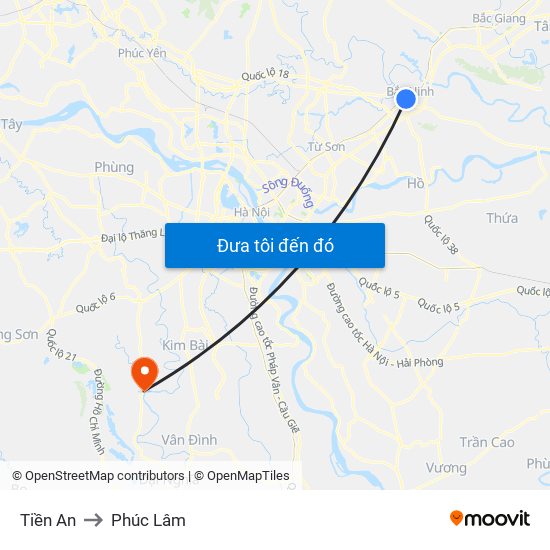 Tiền An to Phúc Lâm map