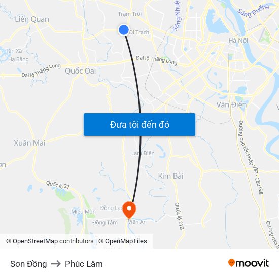 Sơn Đồng to Phúc Lâm map