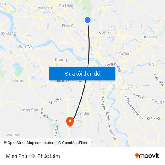 Minh Phú to Phúc Lâm map
