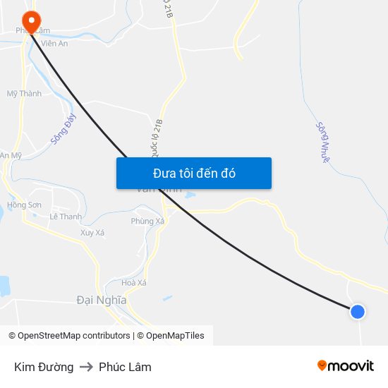 Kim Đường to Phúc Lâm map