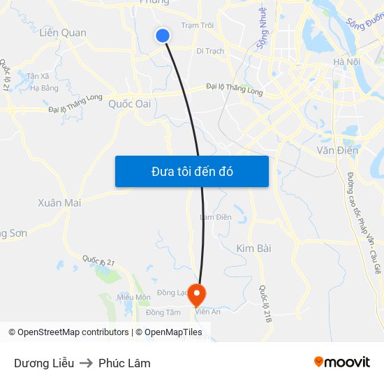 Dương Liễu to Phúc Lâm map