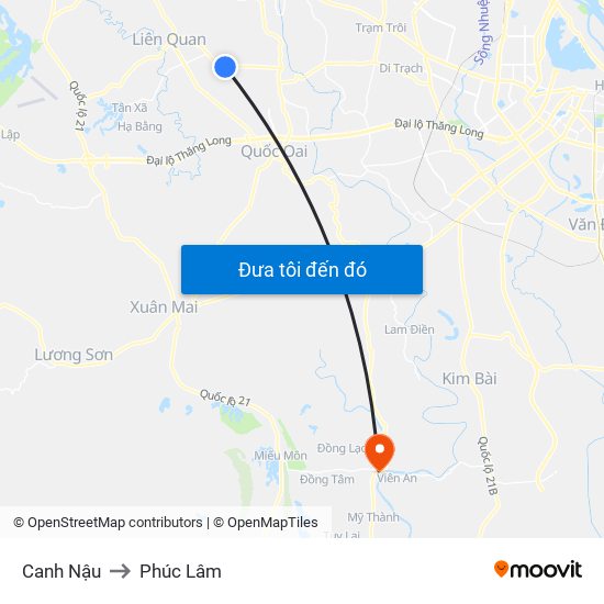 Canh Nậu to Phúc Lâm map