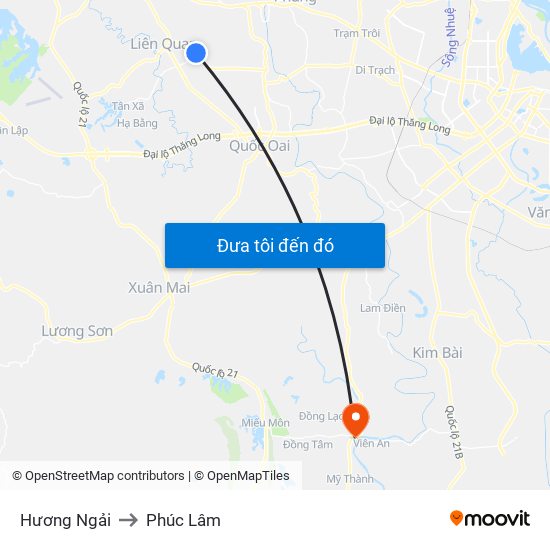 Hương Ngải to Phúc Lâm map