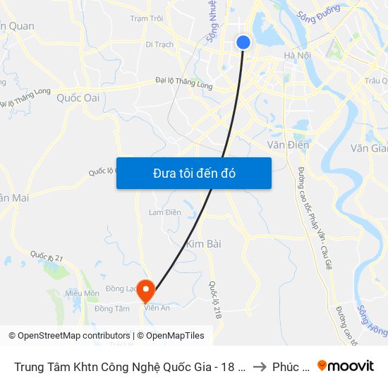 Trung Tâm Khtn Công Nghệ Quốc Gia - 18 Hoàng Quốc Việt to Phúc Lâm map