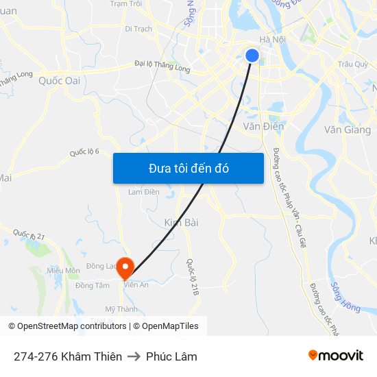 274-276 Khâm Thiên to Phúc Lâm map