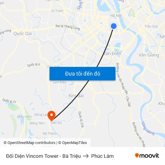 Đối Diện Vincom Tower - Bà Triệu to Phúc Lâm map