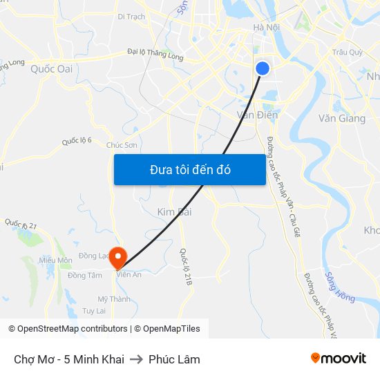 Chợ Mơ - 5 Minh Khai to Phúc Lâm map