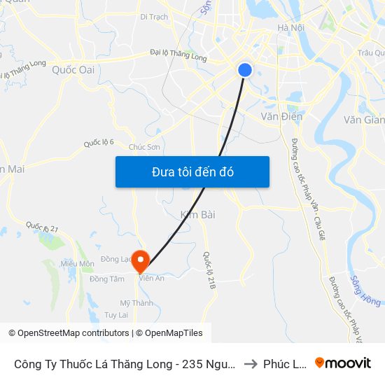 Công Ty Thuốc Lá Thăng Long - 235 Nguyễn Trãi to Phúc Lâm map