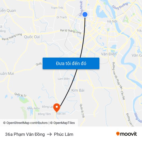 36a Phạm Văn Đồng to Phúc Lâm map