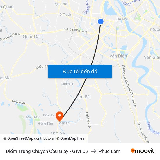 Điểm Trung Chuyển Cầu Giấy - Gtvt 02 to Phúc Lâm map