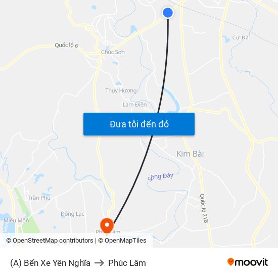 (A) Bến Xe Yên Nghĩa to Phúc Lâm map