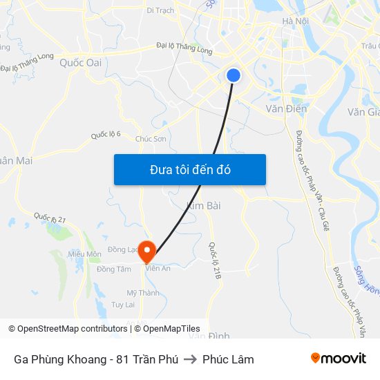 Ga Phùng Khoang - 81 Trần Phú to Phúc Lâm map