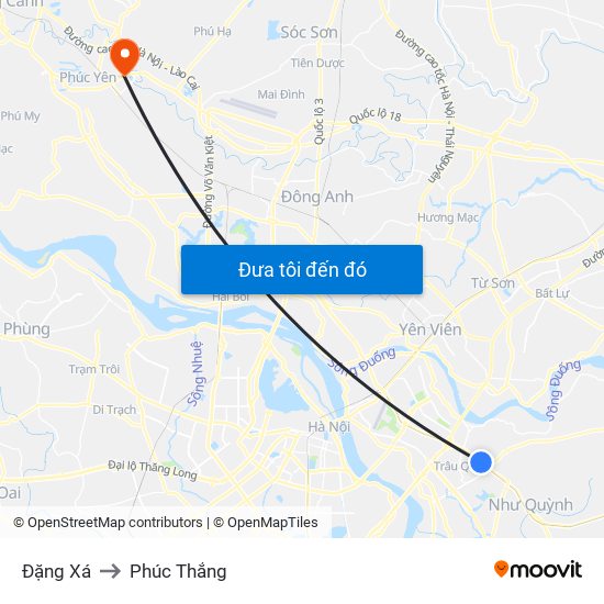 Đặng Xá to Phúc Thắng map