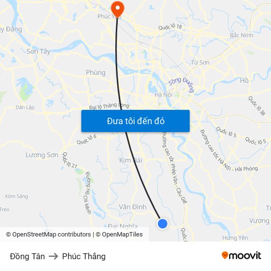 Đồng Tân to Phúc Thắng map