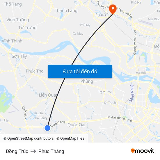 Đồng Trúc to Phúc Thắng map