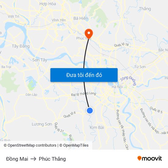 Đồng Mai to Phúc Thắng map