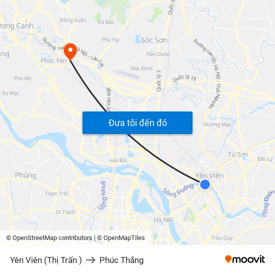 Yên Viên (Thị Trấn ) to Phúc Thắng map