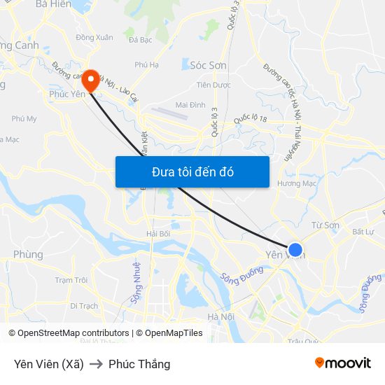 Yên Viên (Xã) to Phúc Thắng map