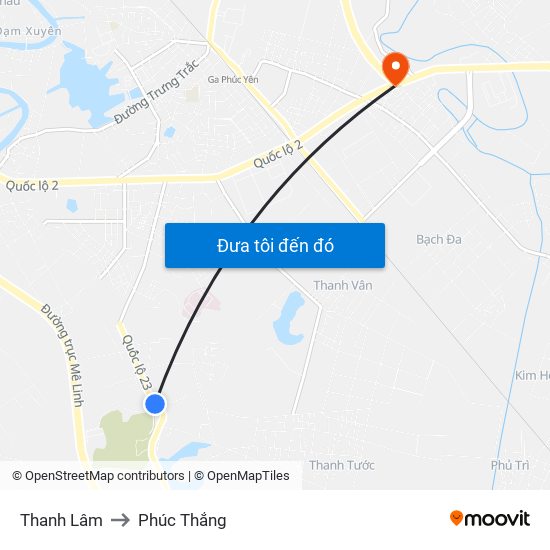Thanh Lâm to Phúc Thắng map