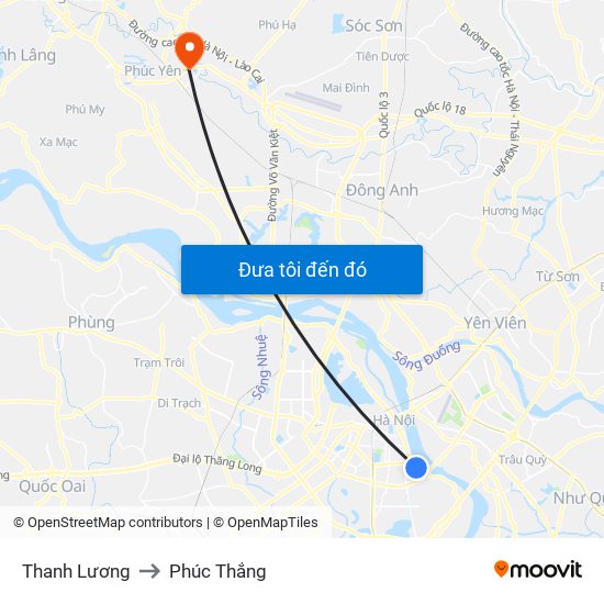 Thanh Lương to Phúc Thắng map