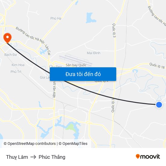 Thuỵ Lâm to Phúc Thắng map