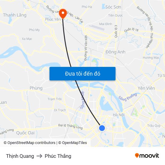 Thịnh Quang to Phúc Thắng map